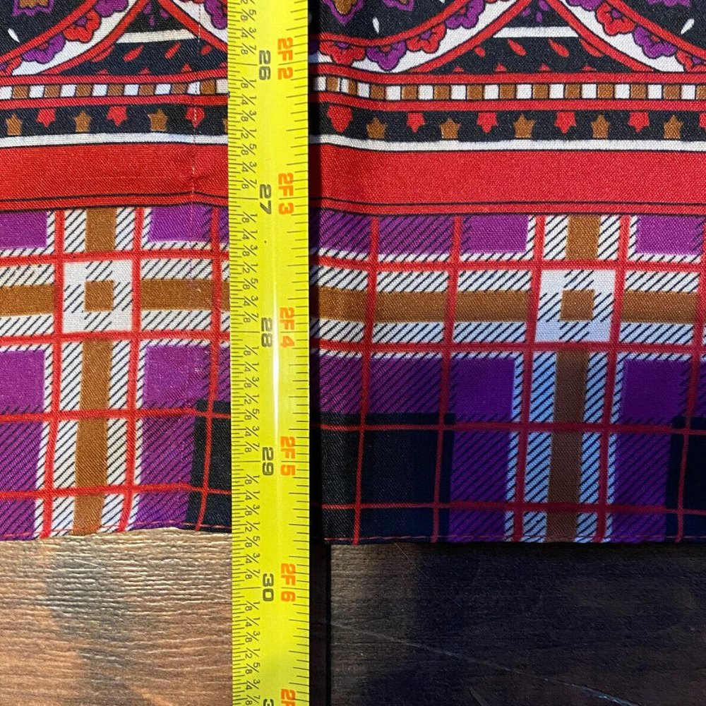 Vintage Glentex Scarf Made In Italy Plaid Paisley Purple Brown Red - 29.5 x 30.5 - Picture 2 of 5